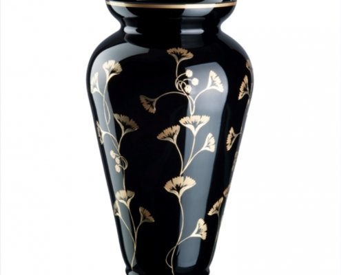 Bodenvase schwarz/gold