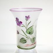 painted violet flower on premium crystal glass